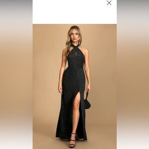 Lulu's Black Halter Prom Gown